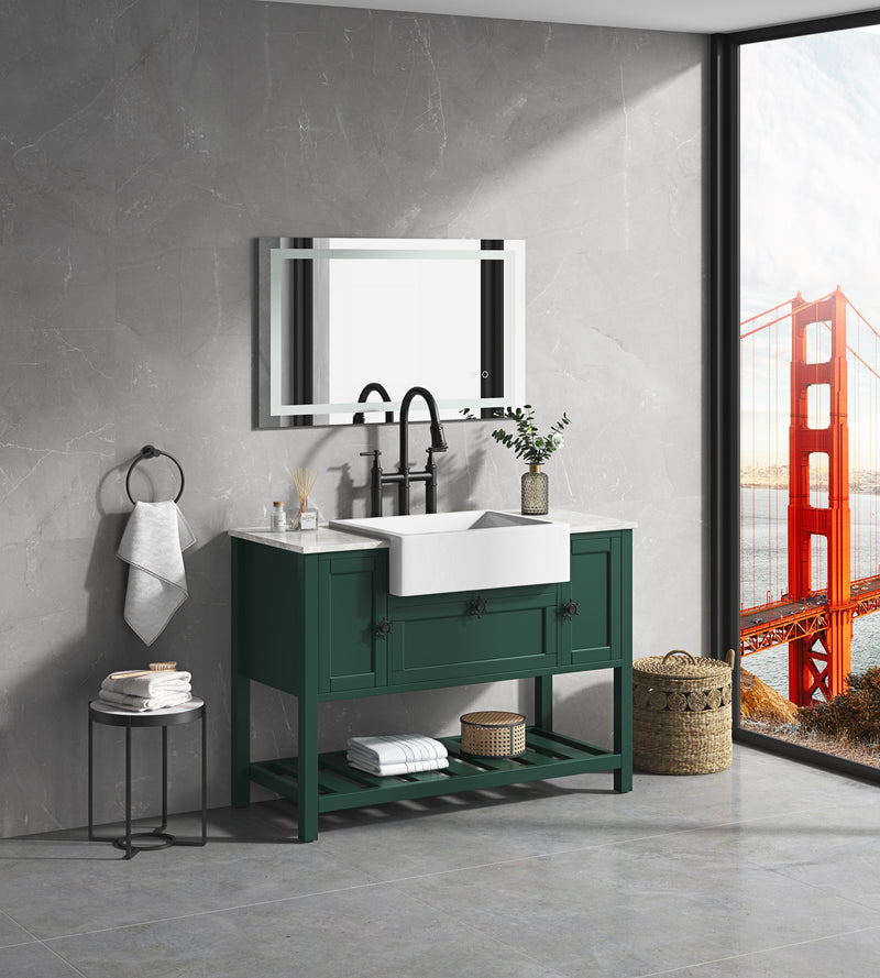 40x24 LED Lighted Bathroom Wall Mounted Mirror with High Lumen+Anti-Fog Separately Control+Dimmer Function