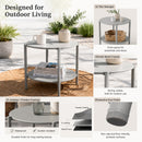 Metal Round Side Table - 2-Tier Outdoor End Table