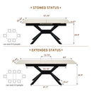 Rectangular Extendable Dining Table With Geometric X Frame, Kitchen Table For Dining Room - Beige