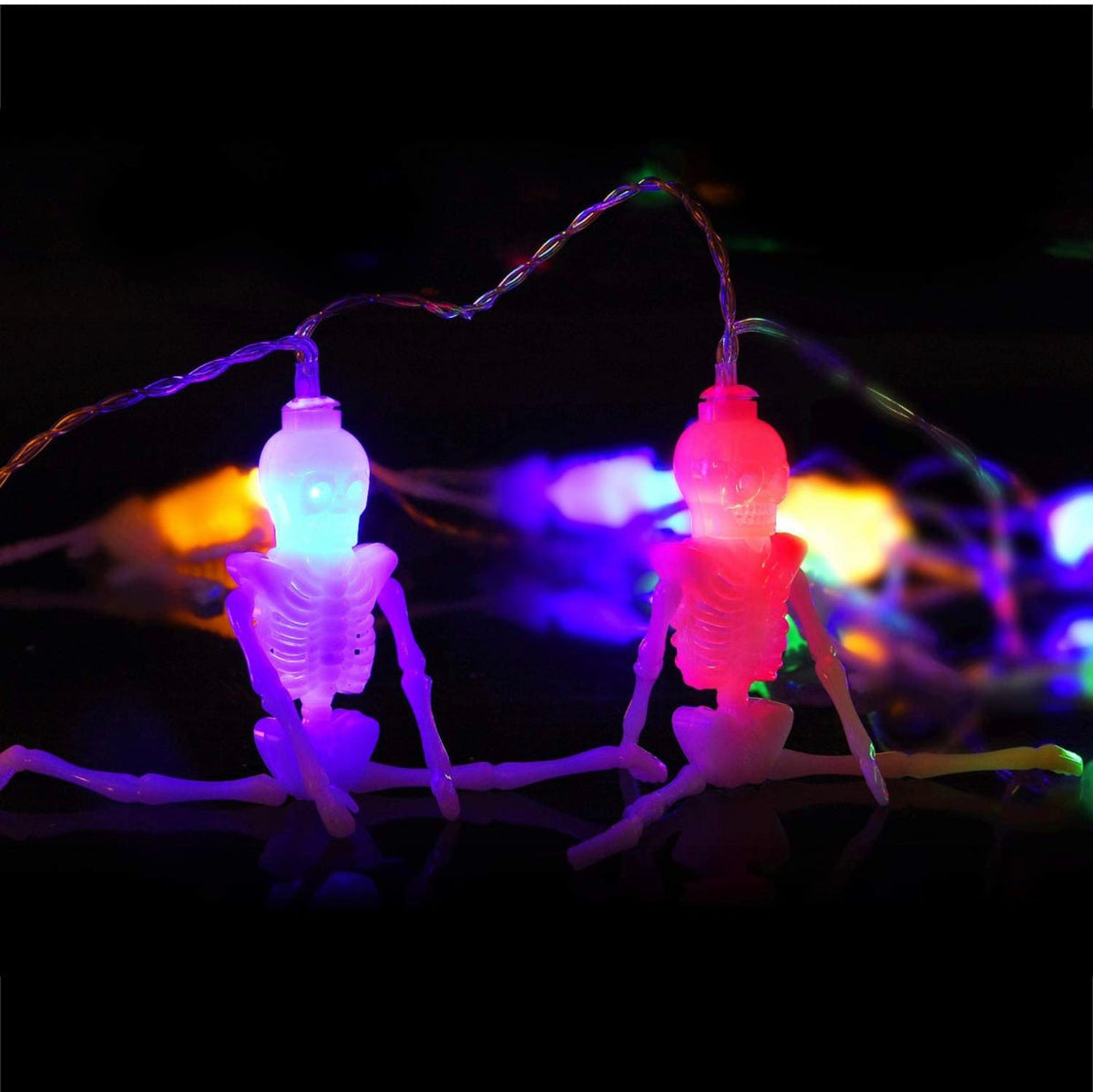 10Ft Solar Powered Skeleton Lights Halloween String Lights -20LEDs 2 Lighting Modes, photo 4 of 6