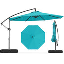 10 Feet Offset Hanging Umbrella with Base Patio Cantilever Umbrella with Tilt-Gray by DirectDeals