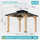 [10X10FT] Permanent Galvanized Steel Double Roof Cedar Wood Gazebo (SAK73842)
