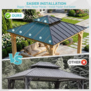 [10X10FT] Permanent Galvanized Steel Double Roof Cedar Wood Gazebo (SAK73842)
