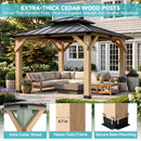 [10X10FT] Permanent Galvanized Steel Double Roof Cedar Wood Gazebo (SAK73842)