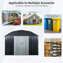 [10X12FT] Alora Heavy-Duty Outdoor Metal Garden Backyard Shed With Arch Roof And Lockable Doors (SAK57431)