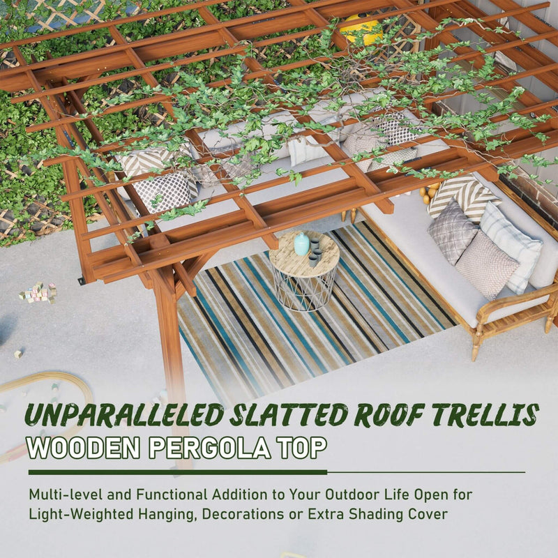 [10X12FT] Alora Premium Extra Large Outdoor Weather-Resistant Wooden Grape Pergola (SAK16278)