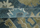 10x14 Antique Style Hand Knotted Blue, Ivory and Beige Traditional Vintage Oushak Wool Rug | TRDCP15721014 by The Rug Decor
