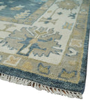 10x14 Antique Style Hand Knotted Blue, Ivory and Beige Traditional Vintage Oushak Wool Rug | TRDCP15721014 by The Rug Decor