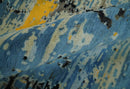 Blue and Black Hand Knotted Modern Abstract Contemporary Wool Silk Area Rug 10x14