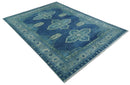10x14 Hand Knotted Blue and Silver Traditional Antique style Wool Rug, Living Room by The Rug Decor
