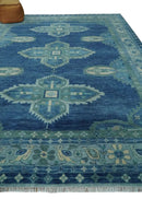 10x14 Hand Knotted Blue and Silver Traditional Antique style Wool Rug, Living Room by The Rug Decor