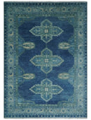 10x14 Hand Knotted Blue and Silver Traditional Antique style Wool Rug, Living Room by The Rug Decor