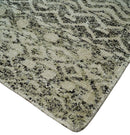 Recycled Silk Hand Knotted Area Rug 10x14 - Ivory Black Olive Southwestern Tribal