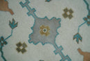 10x14 Ivory and Teal Hand knotted Oriental Oushak Traditional Wool Area Rug by The Rug Decor