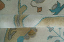 10x14 Ivory and Teal Hand knotted Oriental Oushak Traditional Wool Area Rug by The Rug Decor