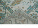 10x14 Ivory and Teal Hand knotted Oriental Oushak Traditional Wool Area Rug by The Rug Decor