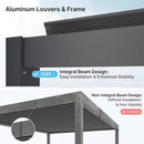 [10X19FT] Alora Premium Full Aluminum Patio Outdoor Louvered Pergola With Adjustable Hardtop Roof (SAK86352)