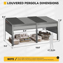[10X20FT] Alora Luxury Wall-Mounted Aluminum Louvered Pergola With Pull-Down Screens (SAK91537)