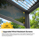 [10X20FT] Alora Luxury Wall-Mounted Aluminum Louvered Pergola With Pull-Down Screens (SAK91537)
