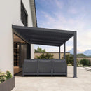 [10X20FT] Alora Modern Wall-Mounted Louvered Pergola With Aluminum Frame (SAK90333)