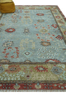Custom Made Blue Modern Oushak Hand Knotted Wool Rug