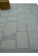 Custom Made Contemporary Gray Hand Knotted Wool Area Rug