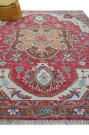 Custom Made Traditional Turkish Red And Brown Hand Knotted Wool Rug