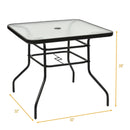 32 Inch Patio Tempered Glass Steel Frame Square Table by LJGDeals