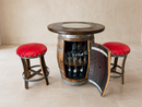 Whiskey & Wine Barrel Pub Set — Limited Colorways, Glass Top, Cabinet Storage