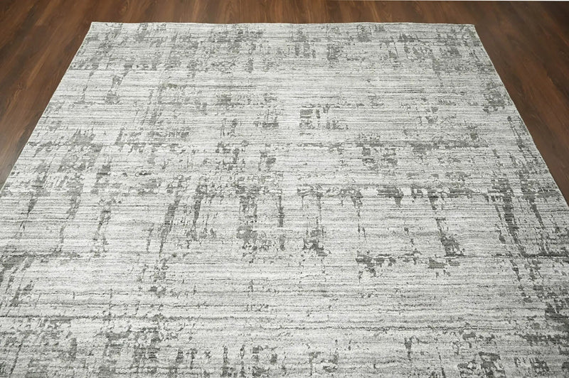 8x10 Gray, Silver Hand Knotted 100% Wool Modern & Contemporary Oriental Area Rug