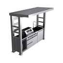Castelle Flame Imperial 110-Inch 4-Burner 72K BTU Deluxe Stainless Steel Outdoor Kitchen Grill Island With Wine Cooler, Rotisserie, Cabinets, And Granite Countertops (SAK94721)