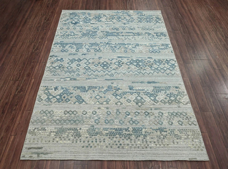 6x9 Gray LoomBloom Hand Knotted Modern & Contemporary Textured Tibetan 100% Wool Oriental Area Rug