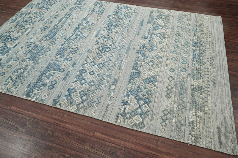 6x9 Gray LoomBloom Hand Knotted Modern & Contemporary Textured Tibetan 100% Wool Oriental Area Rug