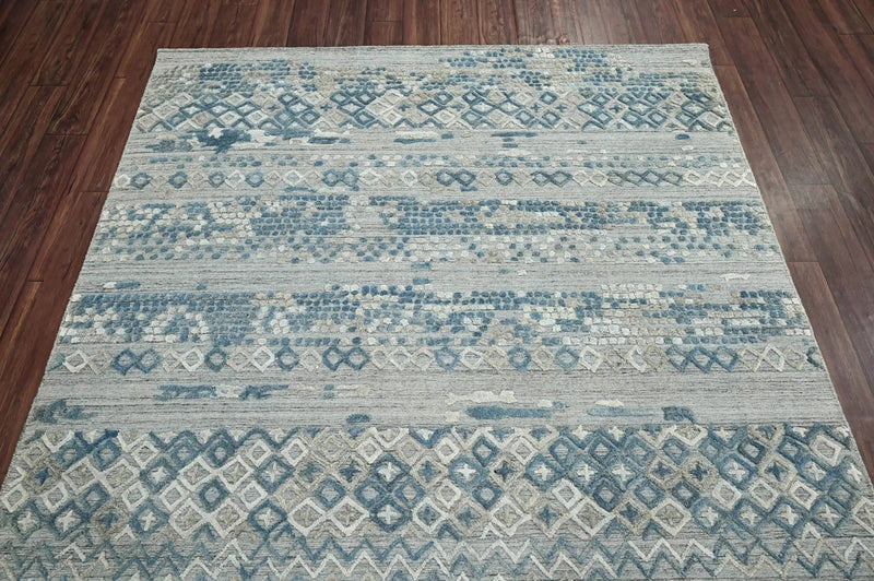 6x9 Gray LoomBloom Hand Knotted Modern & Contemporary Textured Tibetan 100% Wool Oriental Area Rug
