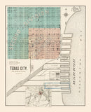 Vintage Map of Texas City, Texas 1893