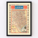 Vintage Map of Texas 1912