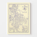 Vintage Map of Fort Worth, Texas 1917