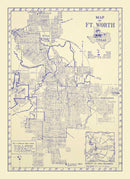 Vintage Map of Fort Worth, Texas 1917