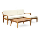 Outdoor L Shape 3pcs Acacia Wood Patio Sofa Set by HouseOfZazla