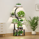 8 Tier Indoor Plant Stand With 5 Grow Lights For Living Room - Rustic Brown by HouseOfZazla