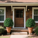 28 Inches Artificial Boxwood Topiary Ball Tree Set of 2 with Ground Spike-Green by DirectDeals