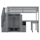 Loft Bed With Stairs, Bookshelf, Drawers, Desk & Wardrobe, Space Saving Multifunctional Furniture by HouseOfZazla