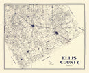Vintage Map of Ellis County, Texas 1927