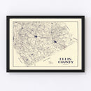 Vintage Map of Ellis County, Texas 1927
