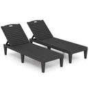 Outdoor PP Chaise Lounge Chairs Set of 2 with 4-Position Adjustable Backrests by LJGDeals