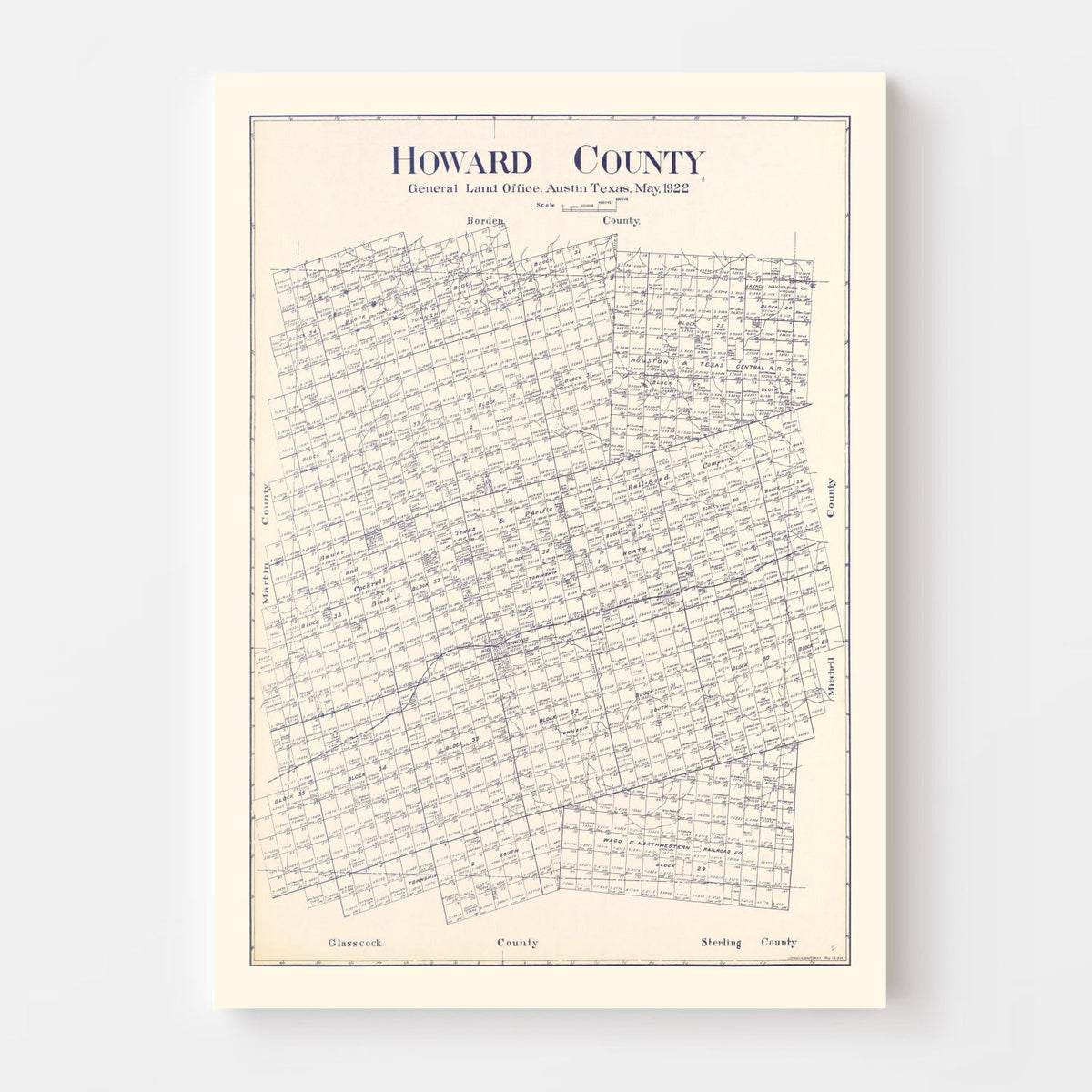 Vintage Map of Howard County, Texas 1922, photo 4 of 5