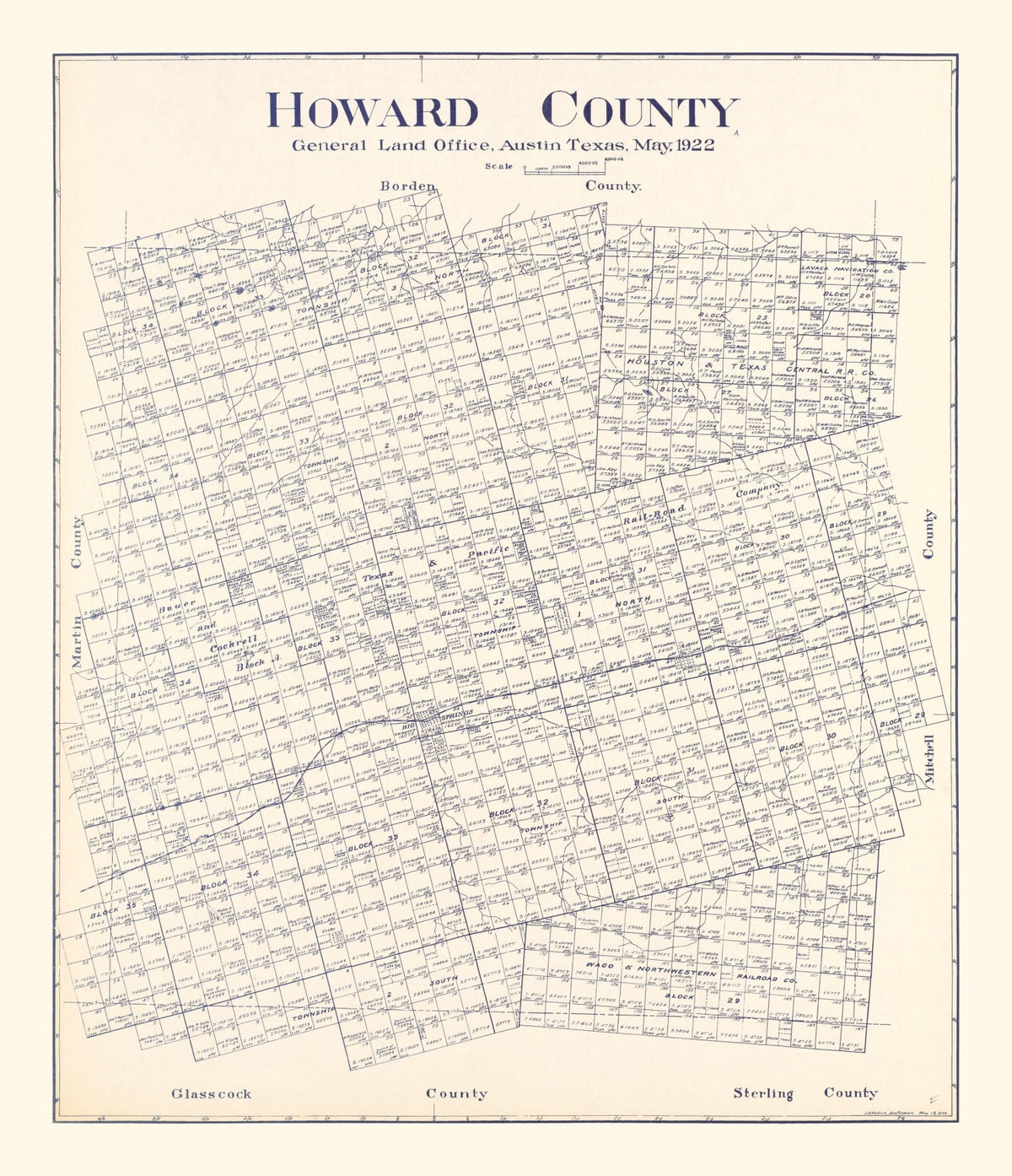 Vintage Map of Howard County, Texas 1922, photo 5 of 5