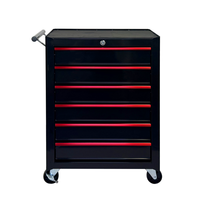 Rolling Metal Tool Chest with 6 Drawers - Black