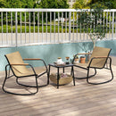 3 Piece Rocking Bistro Chairs and Side Table Set with Storage Bag-Brown by LJGDeals
