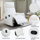 White Heat Massage Manual Recliner Chair with Rocker and Swivel in Faux Leather